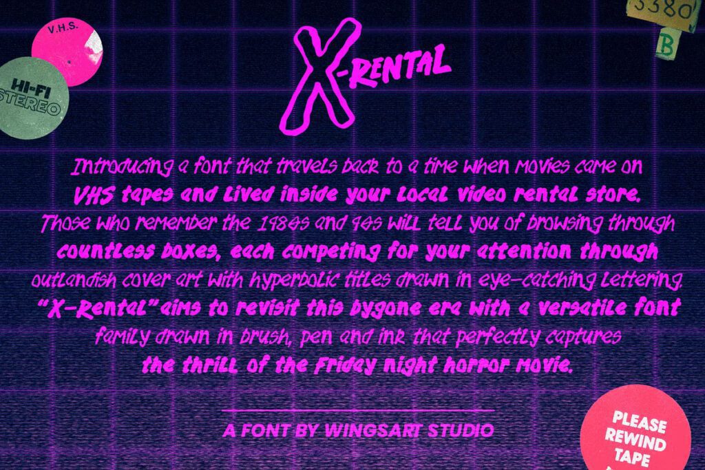 X-Rental - 1980s Retro Horror Font