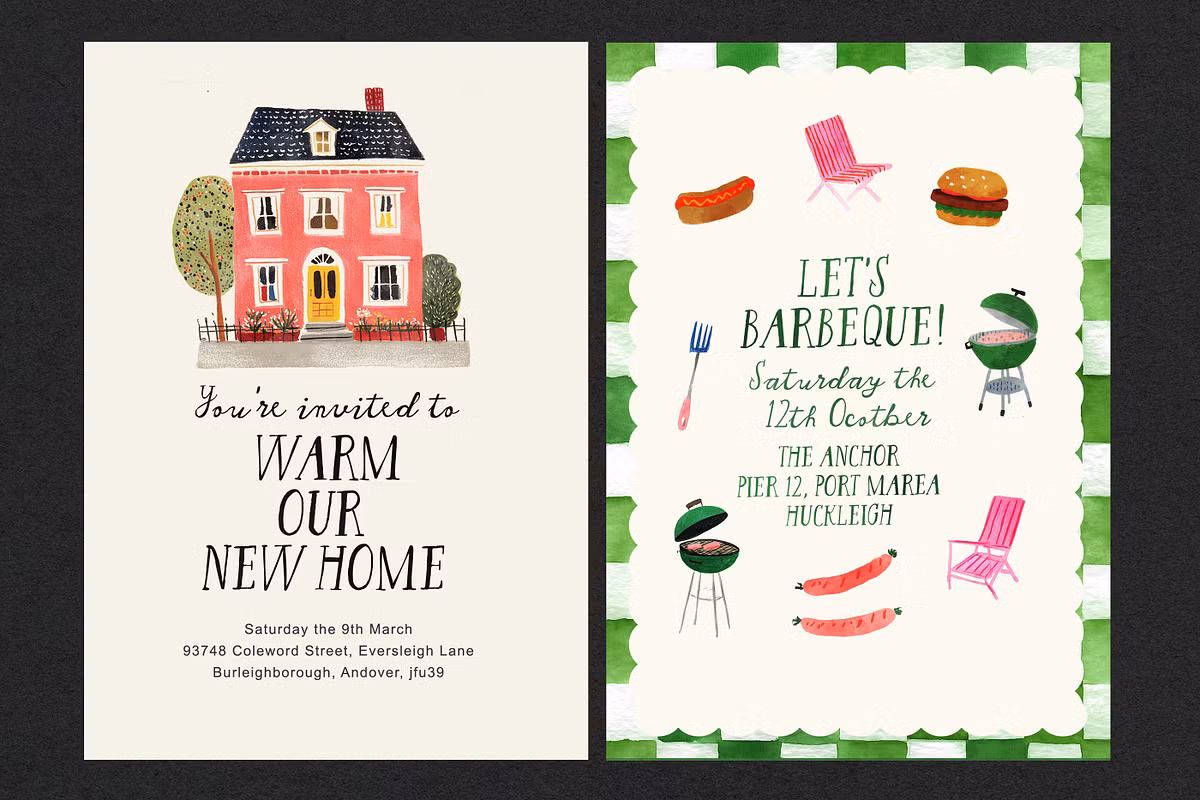 Example of romantic fonts used in wedding invitations