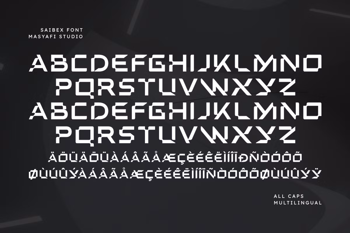 Futuristic typography showcasing the Saibex font