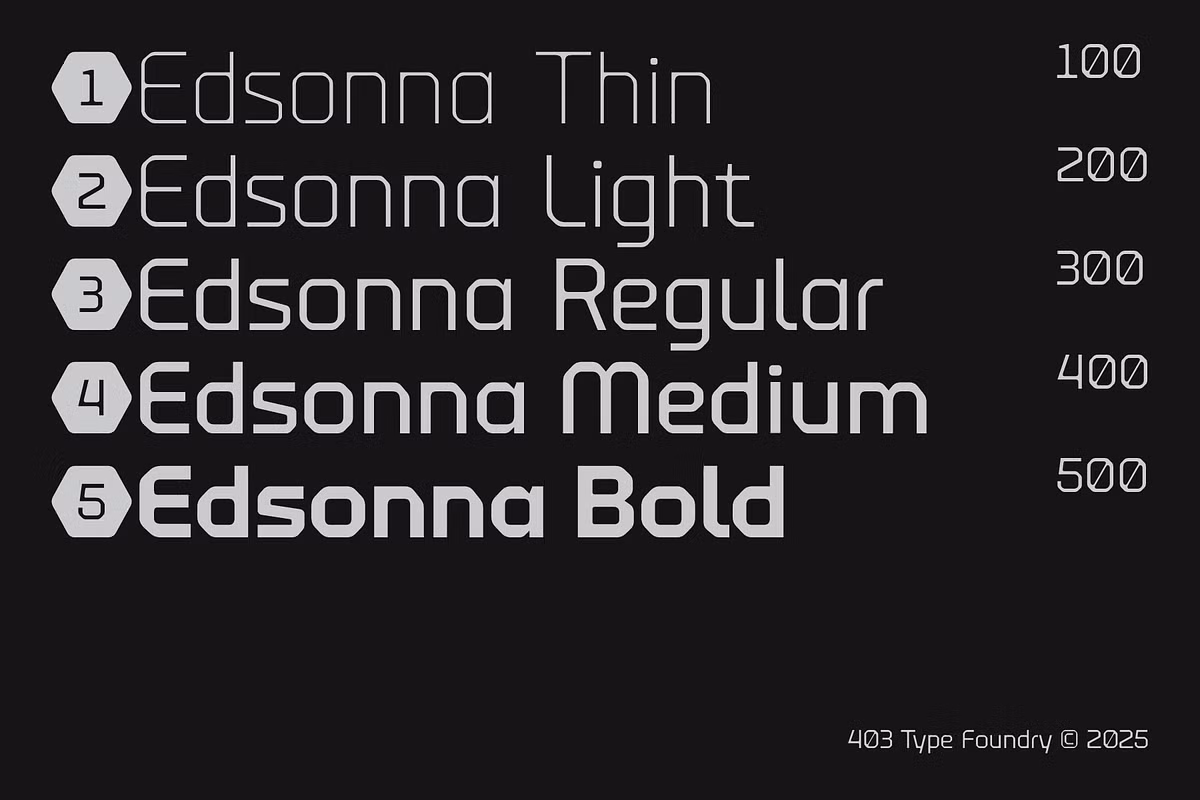 Character sets and features of the 403 Edsonna typeface