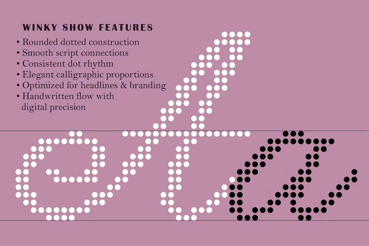 Graphic showing font pairing suggestions with Winky Show