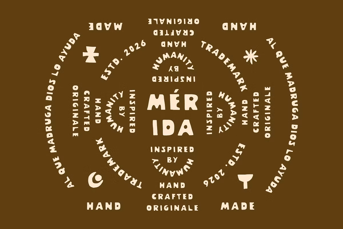 A visual representation of the Merida typeface showcasing its handmade style