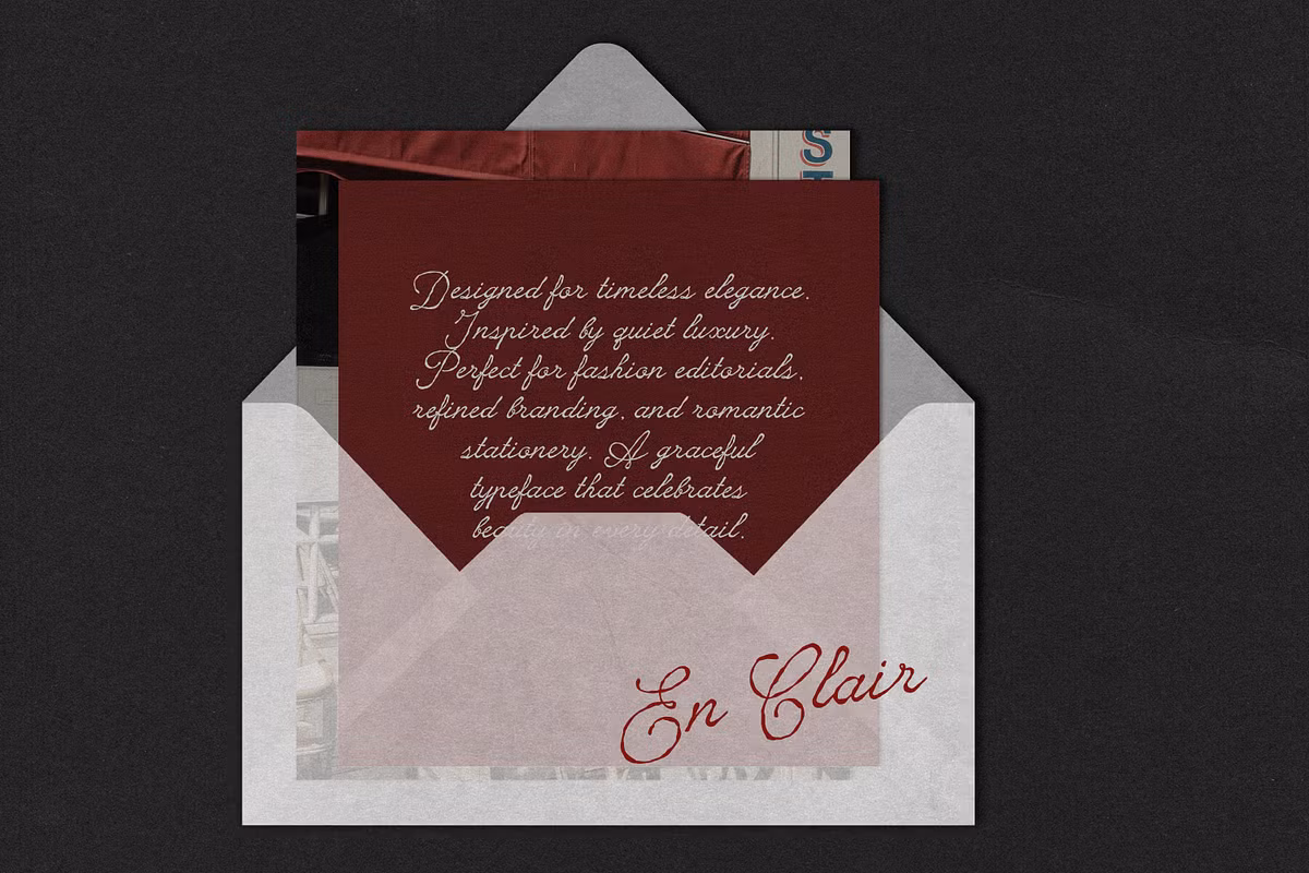 Stylish En Clair font displayed in a fashion branding context
