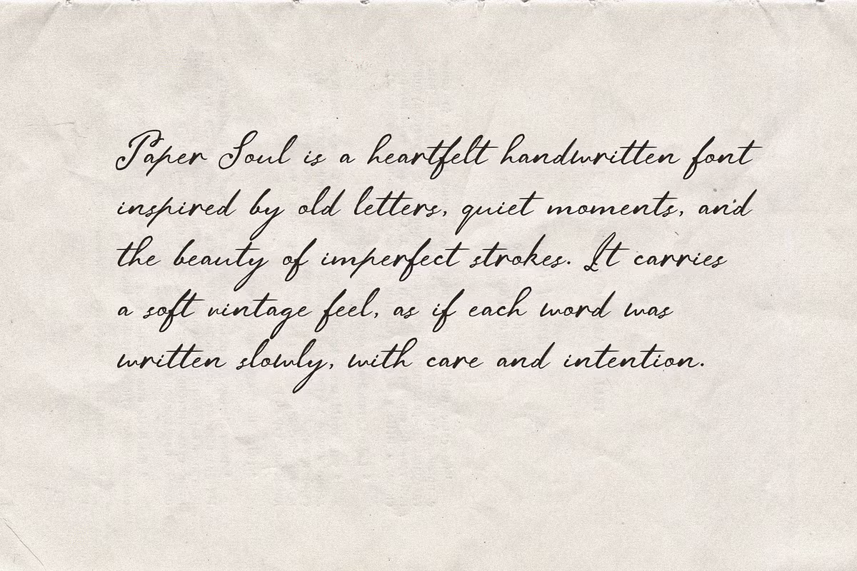 Character set example of Paper Soul font