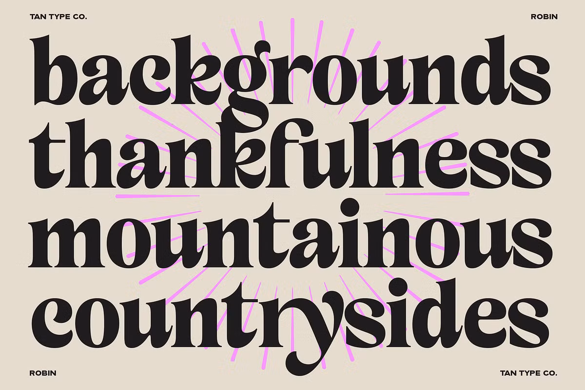 Examples of TAN-Robin typeface in various projects