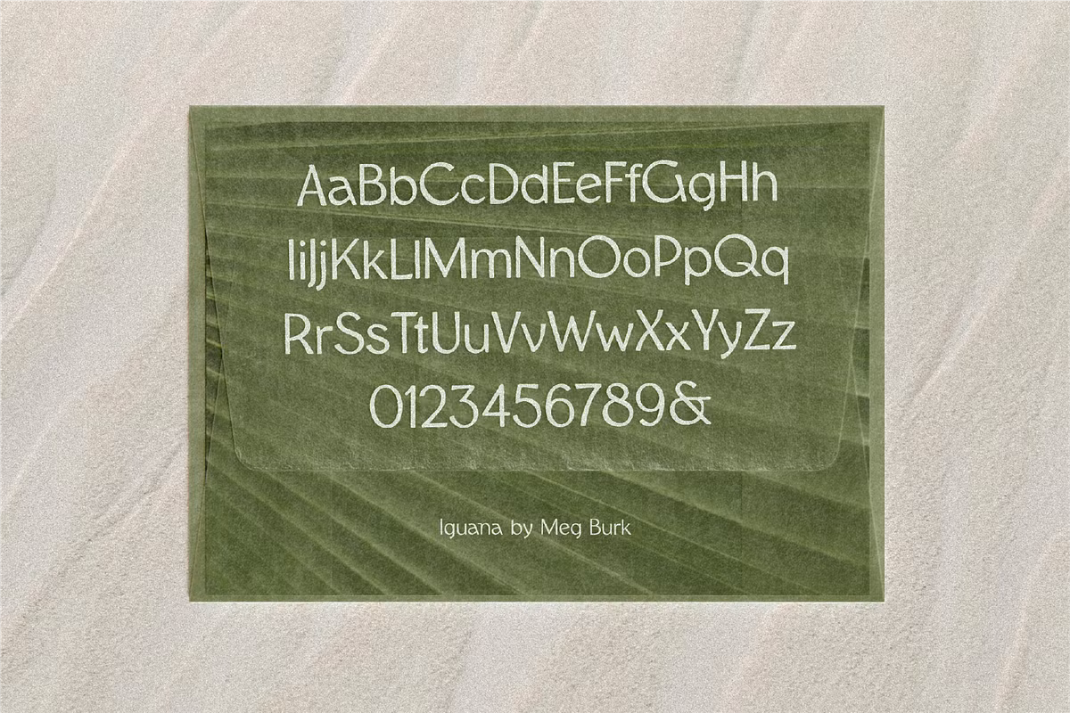 Visual representation of the Iguana font showcasing its airy design