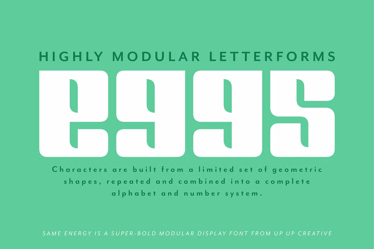 Showcasing ligatures and character sets of Same Energy font