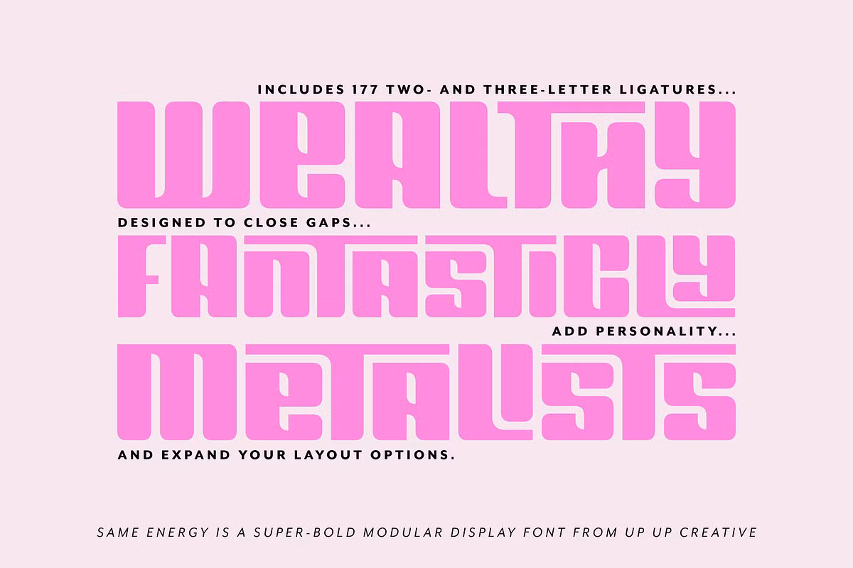 Example of font pairings with Same Energy font