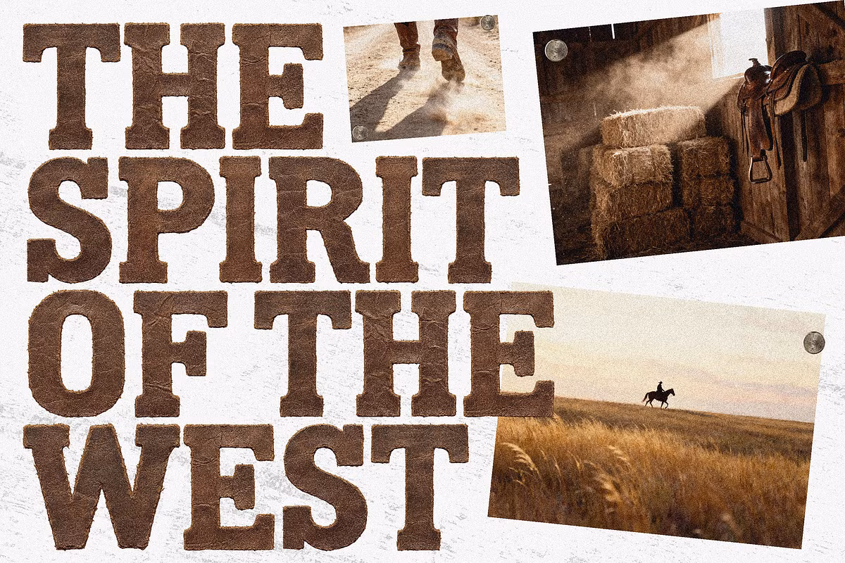 Example of Rustic Buck font on a leather background