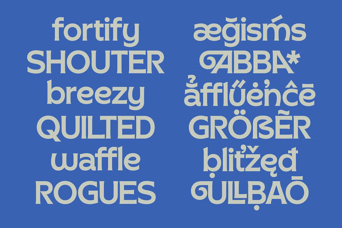 Bold semi-serif font example showcasing Archie Brackett