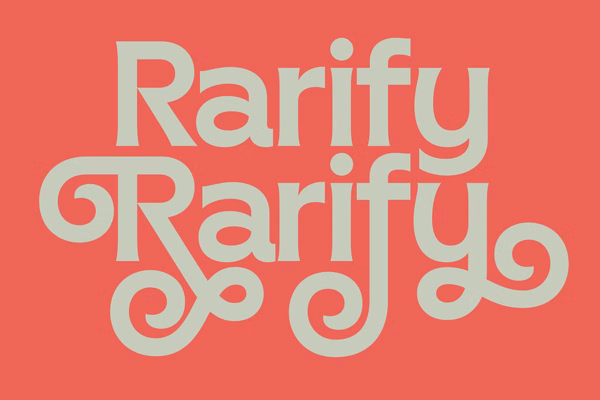 Character glyphs and variations of Archie Brackett font