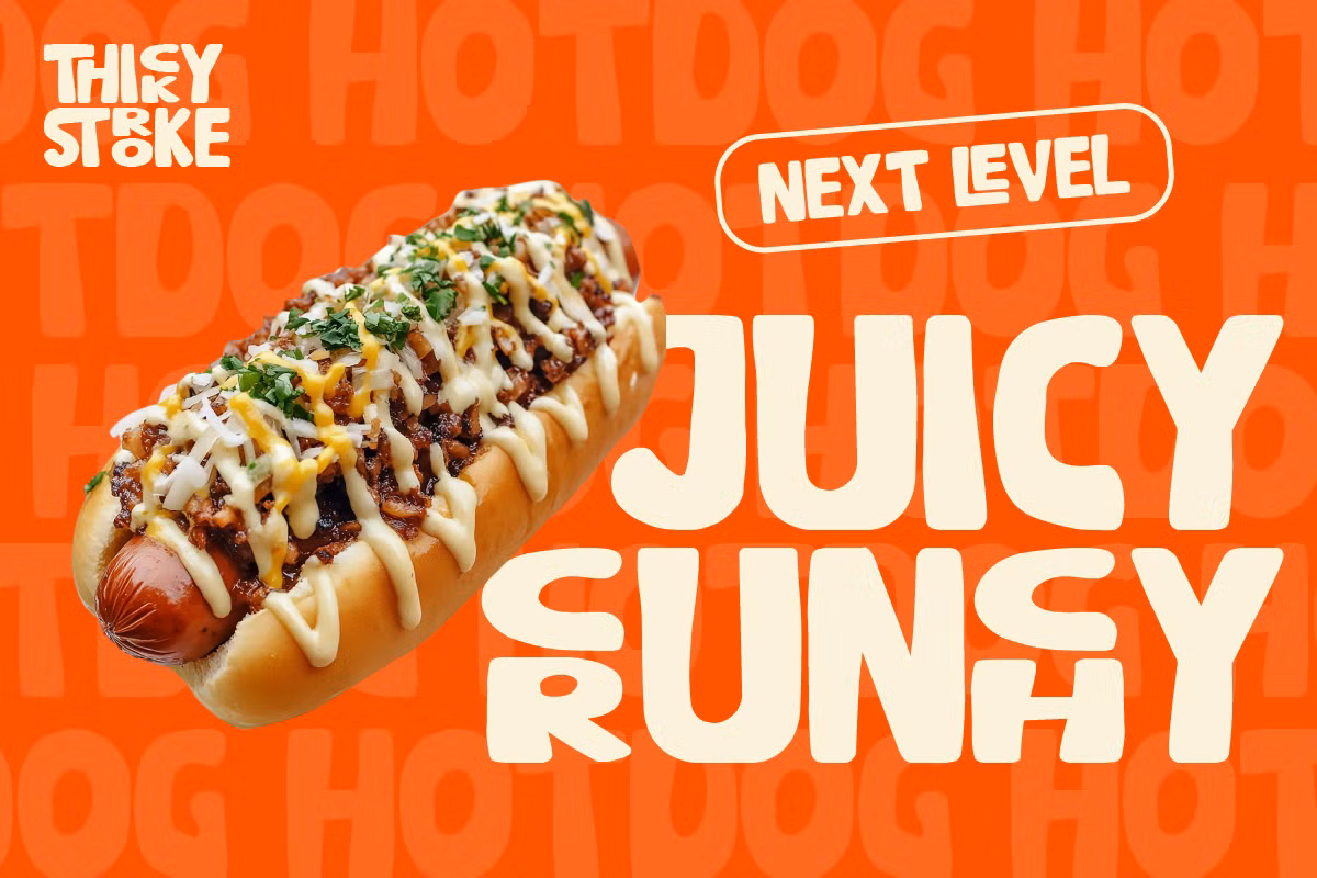 Stylish representation of ThickyStroke font in a design context