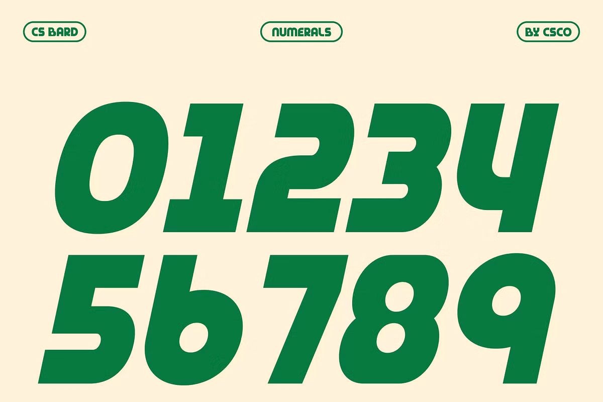 Visual representation of the CS Bard font's bold design style