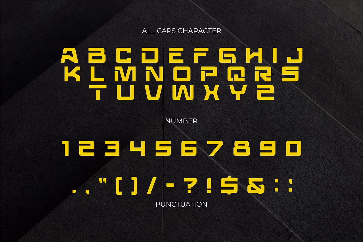 Futuristic sans serif font example