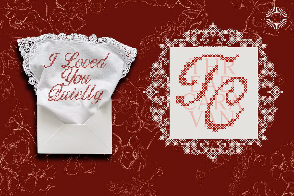 Illustration demonstrating combination of stitch and script fonts