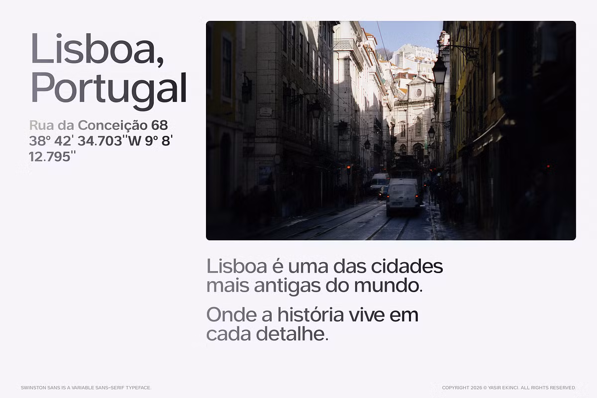 Character set display of Swinston Sans typeface