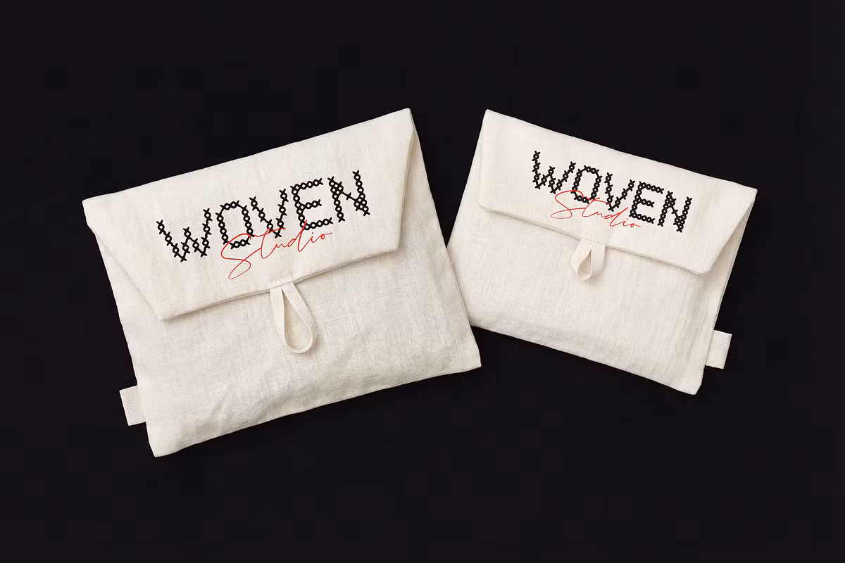 Close-up view of cross-stitch font design