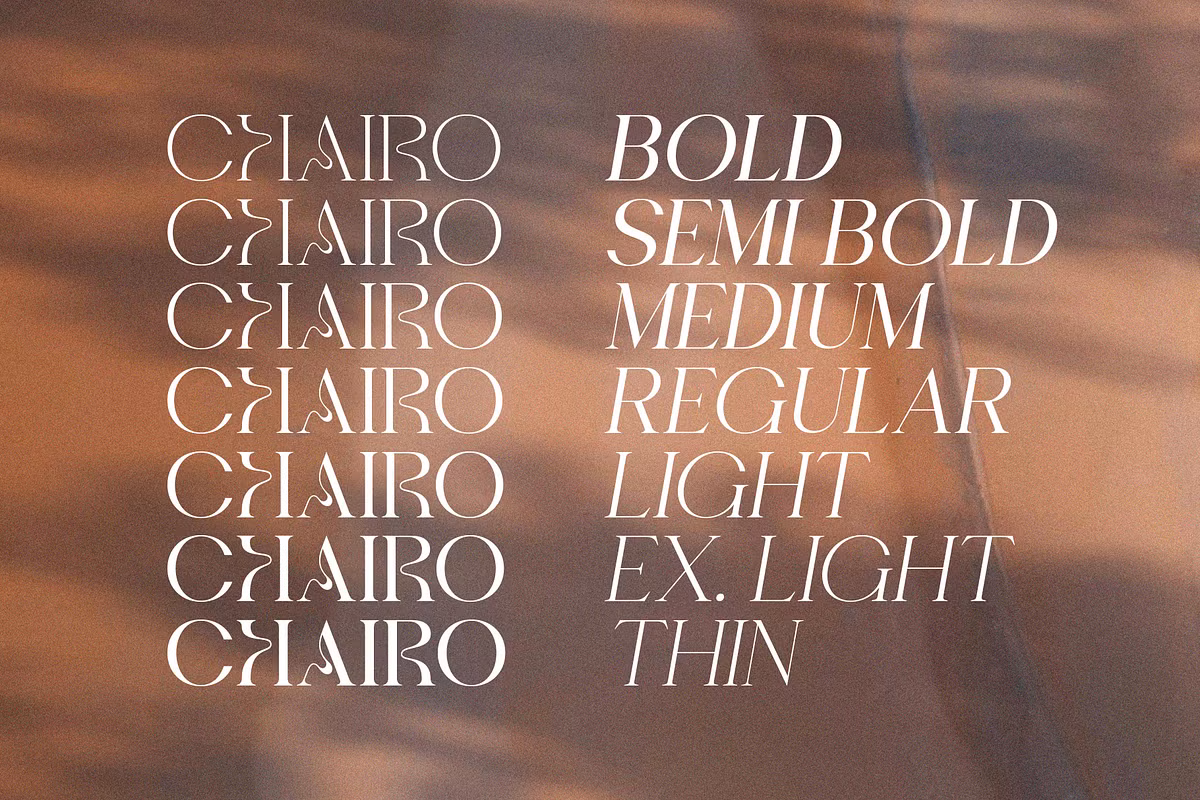 Elegant font design showcasing Chairo's features