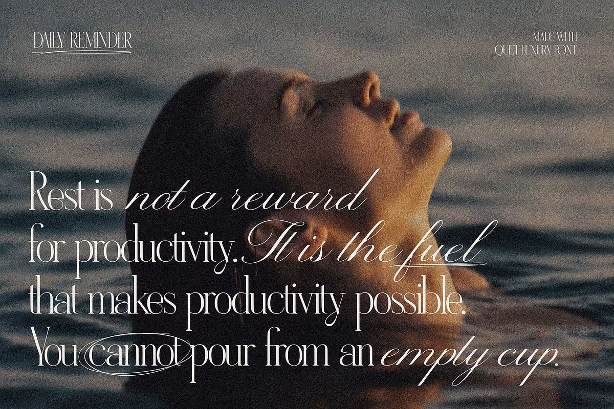 Character set showcasing the Quiet Luxury font duo