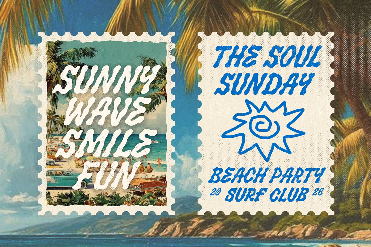 Example of Salty Smile font in various characters