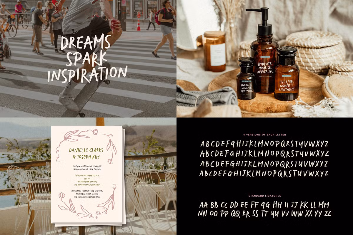 Stylish handwritten font example from Burned Pancakes family.