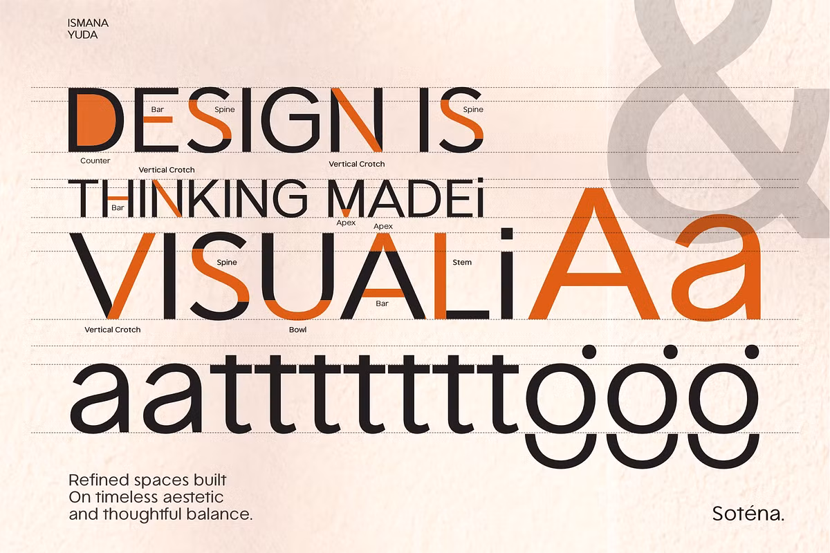 Sotena typeface sample showcasing its clean design