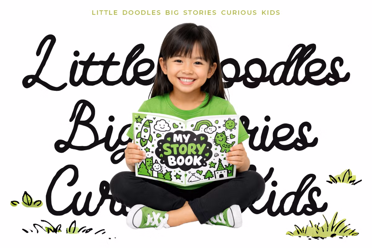 Example of Floweey Doodle handwriting script font