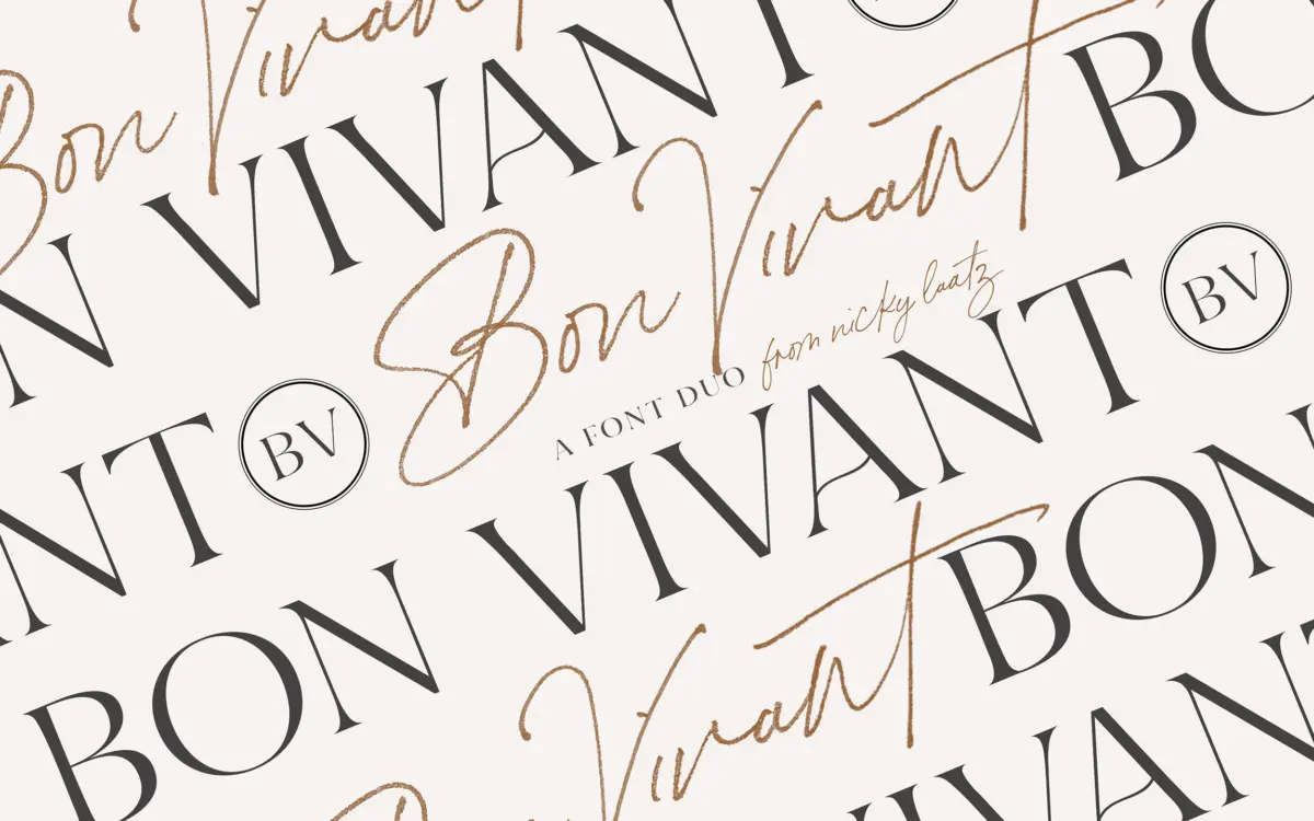 Bon Vivant Collection: a script-and-serif duo for warm, textured branding