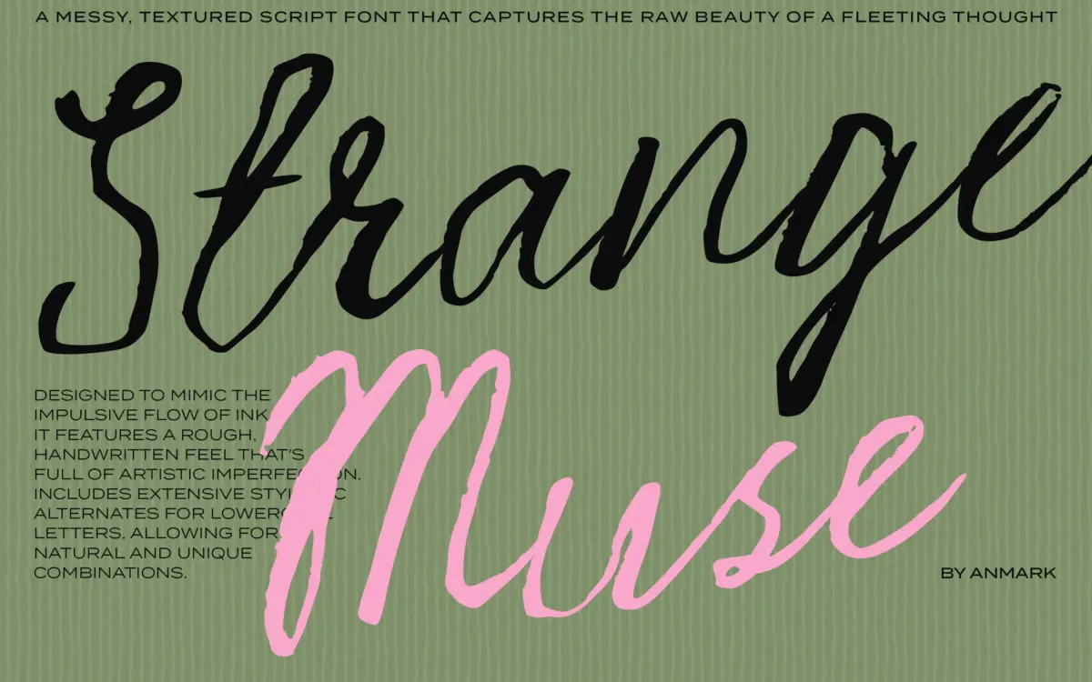 Strange Muse: a rough-inked script for branding that wants some grit