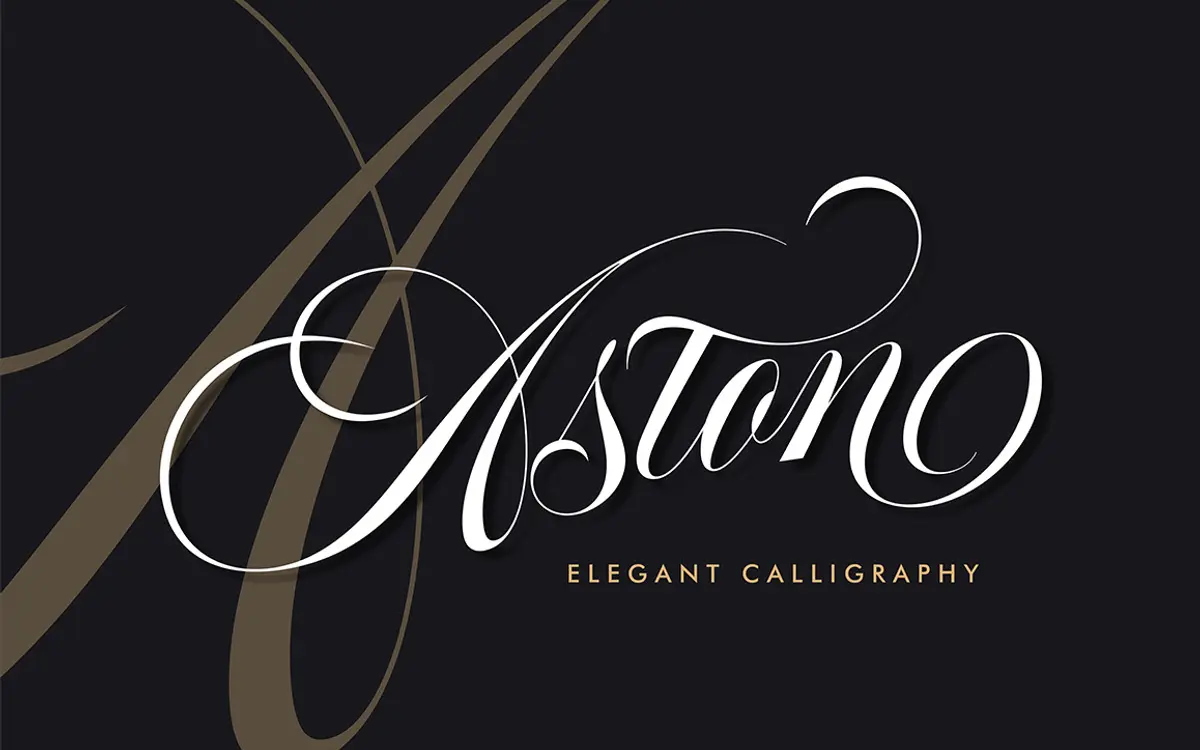 Aston Script Pro: a dense copperplate-style script for wedding and label work