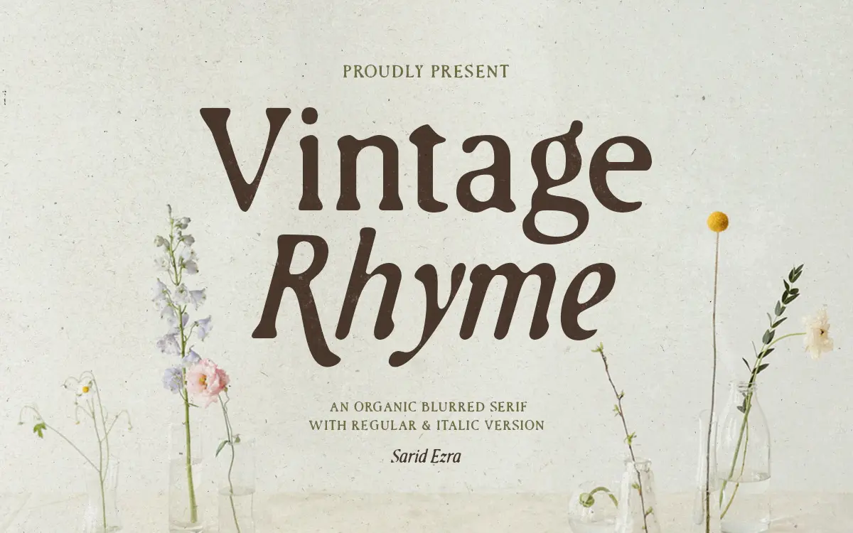 Vintage Rhyme: a blurred, hand-worked serif for gritty vintage branding