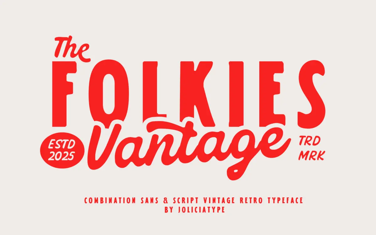 Folkies Vantage: a distressed sans-and-script duo for retro signage work