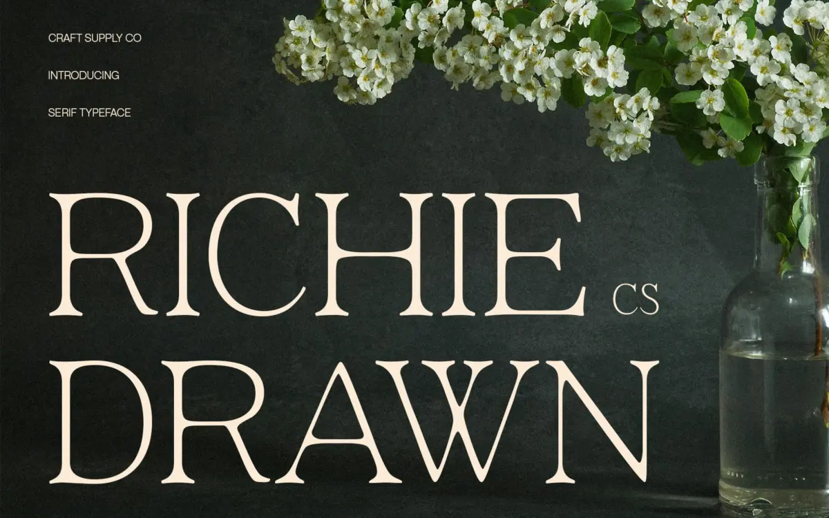 CS Richie Drawn: a slim serif display face with a hand-finished edge