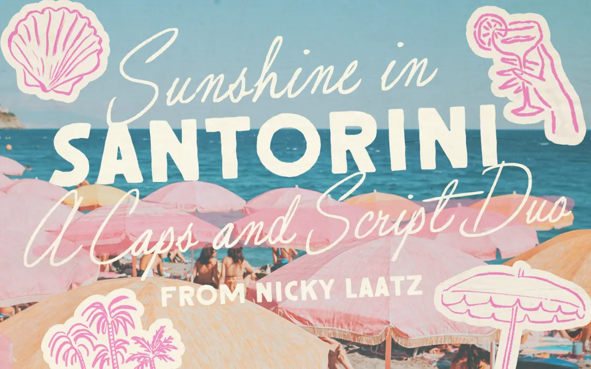 Santorini Sunshine: a retro script and sign-paint sans duo for summer branding
