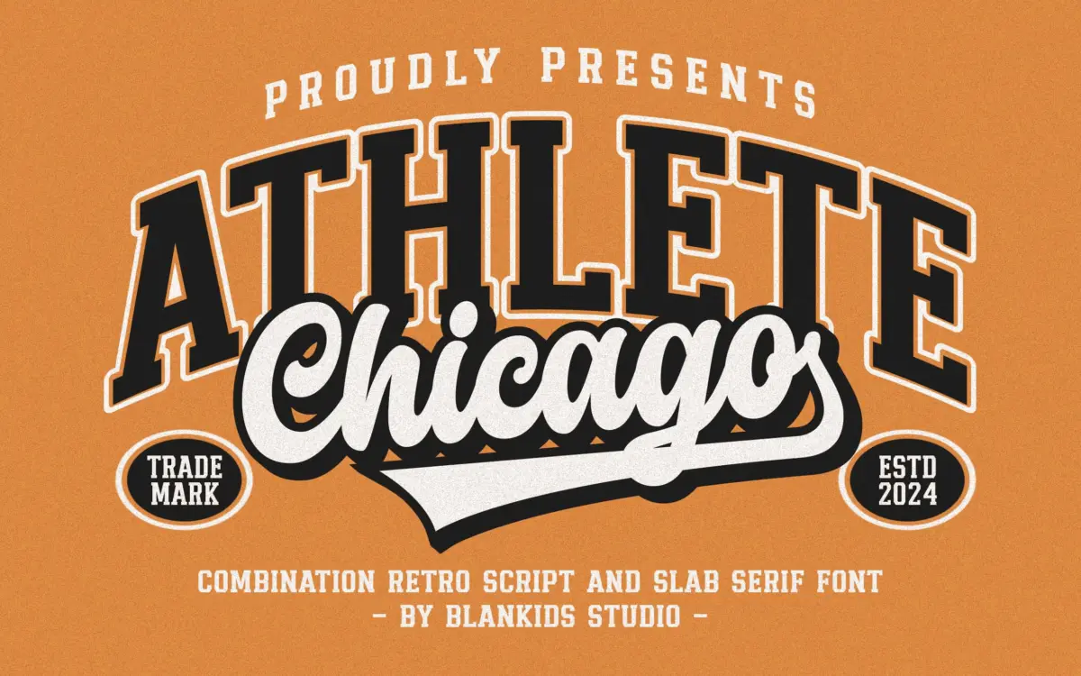 Chicago Athlete: a varsity slab-and-script duo for team-branded logos