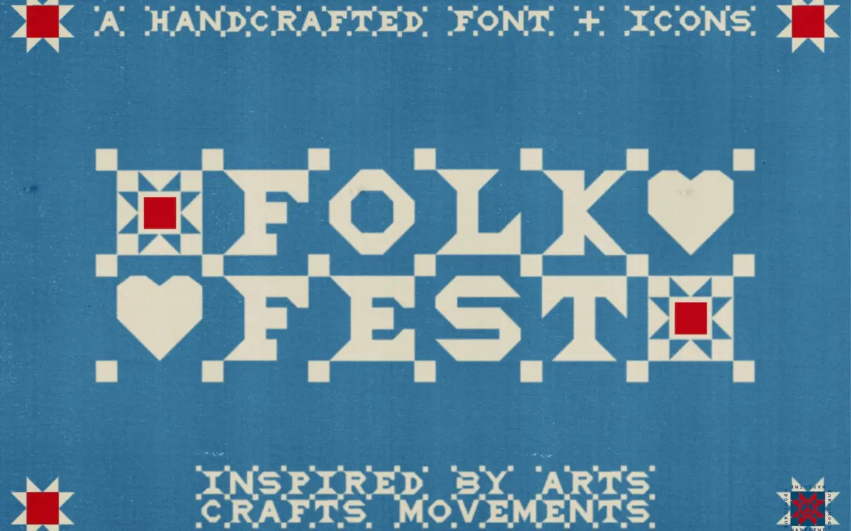Folk Fest: a hand-stitched display face for craft and folk branding