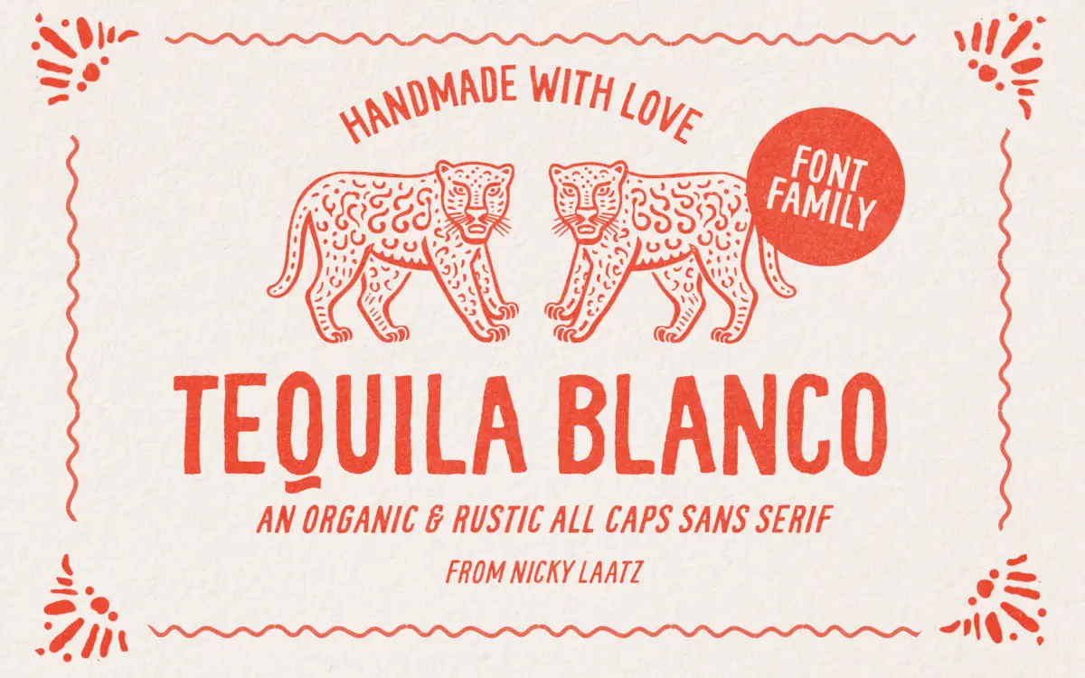 Tequila Blanco: a rugged all-caps hand-drawn font for rustic branding