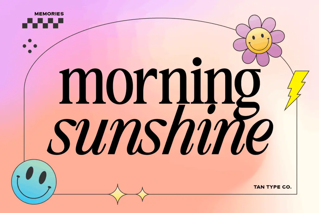 TAN - MEMORIES specimen — Character set and features
