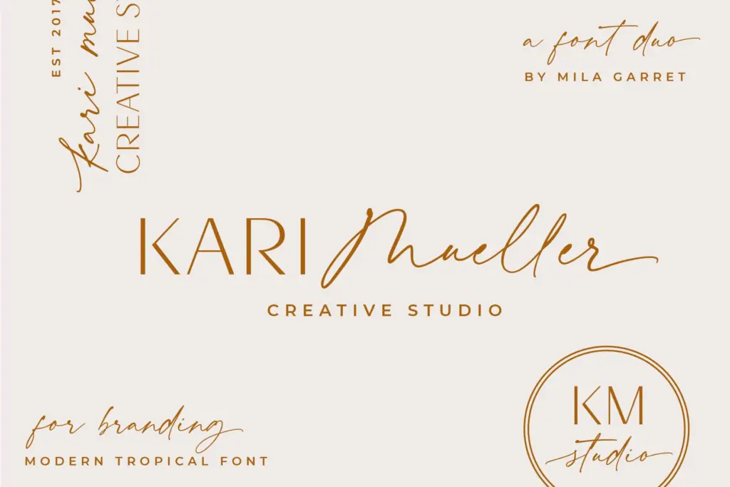 Modern Tropical Font Duo Logo Script specimen — Use cases