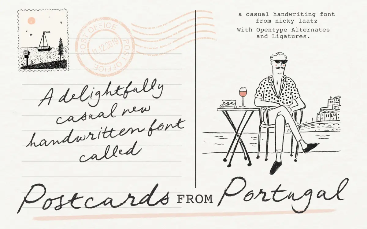 Postcards From Portugal: a rough penned script with real range