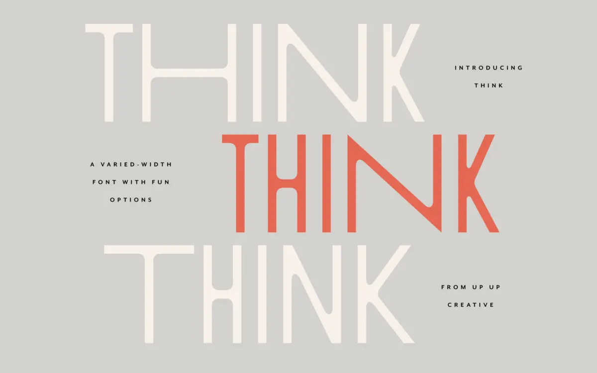 Think Sans: an all-caps sans that plays with width for punchy headlines