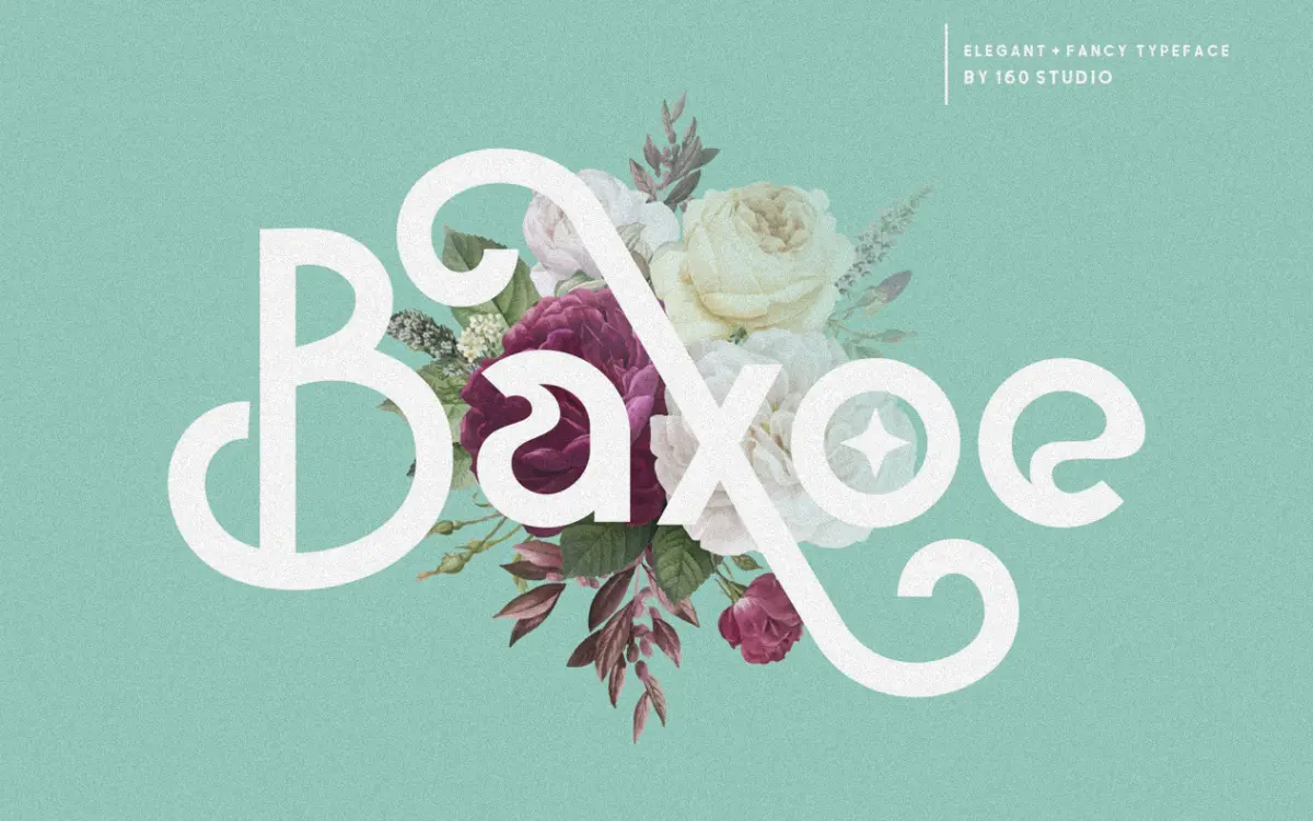 Baxoe: a curling sans with alternates for label and quote work