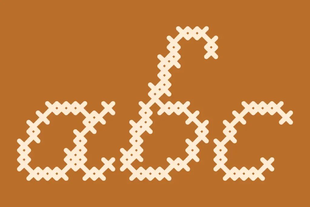 Cross Stitch Cursive Font specimen — Use cases