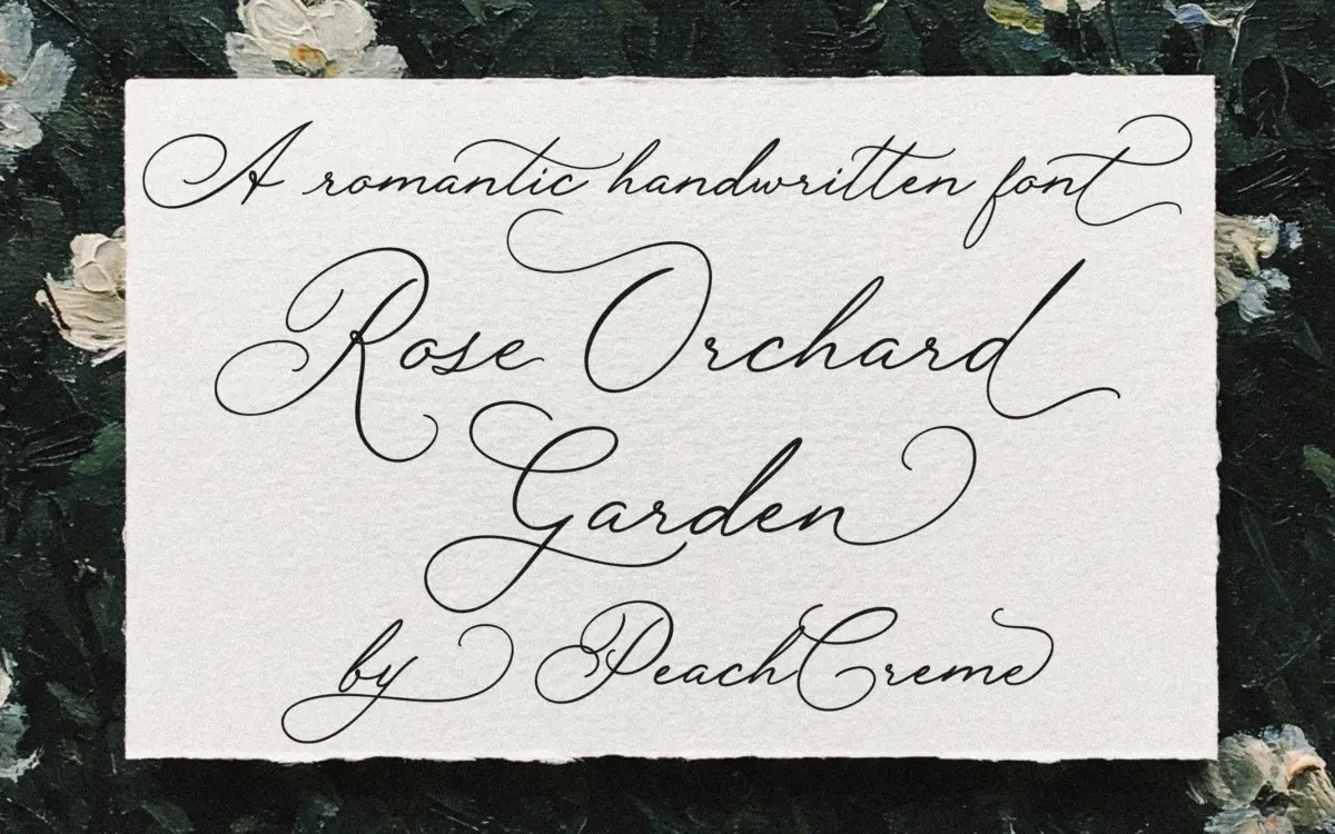 Rose Orchard Garden: a romantic script for wedding stationery and invitation headers