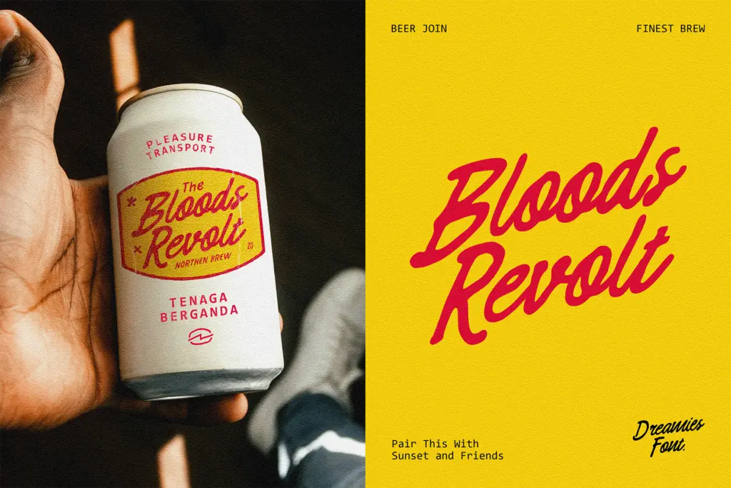 Dreamies Retro Script Font specimen — Character set and features