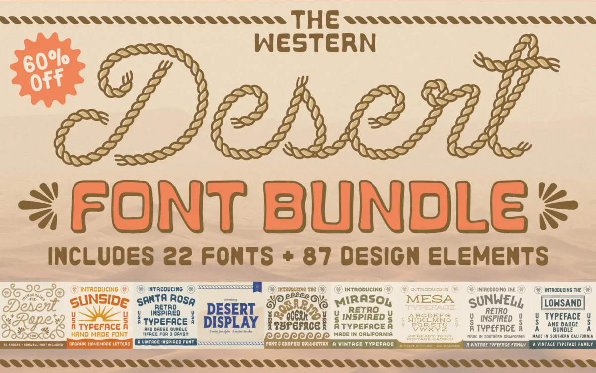 The Western Desert Font Bundle: a rope-and-badge kit for rustic branding