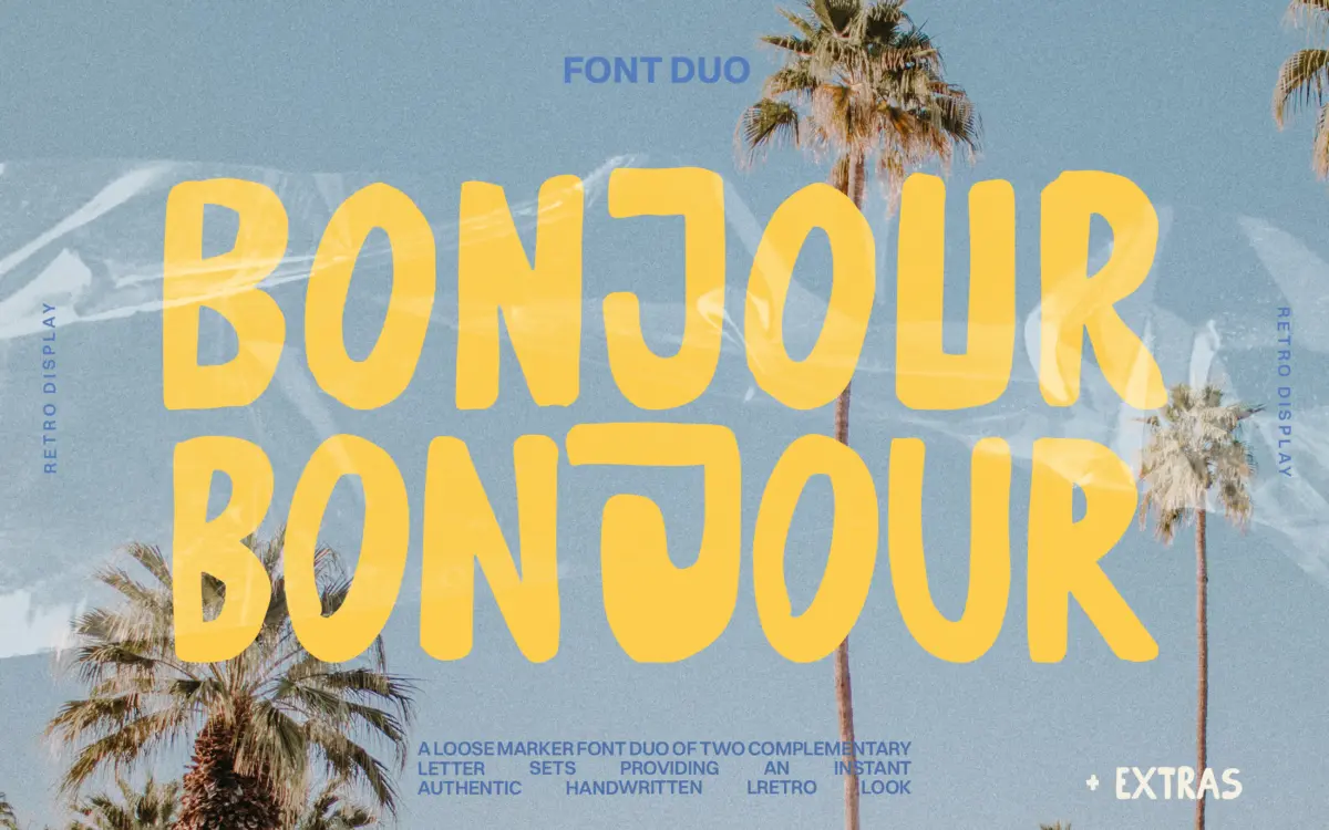 Bonjour & Monsieur: a marker-drawn duo for loud, quick headlines