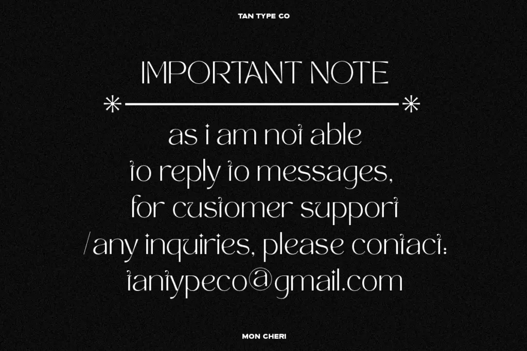 Mon Cheri specimen — Design style