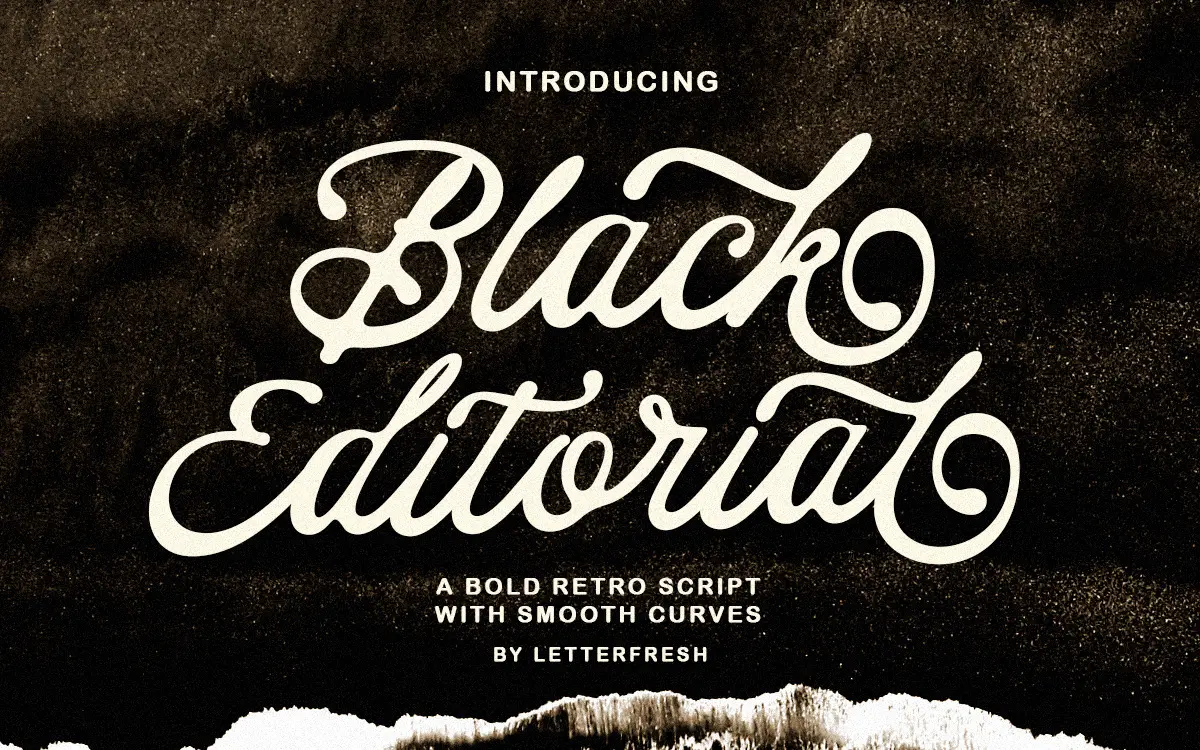 Black Editorial Script: a retro-leaning script for quick, casual branding work