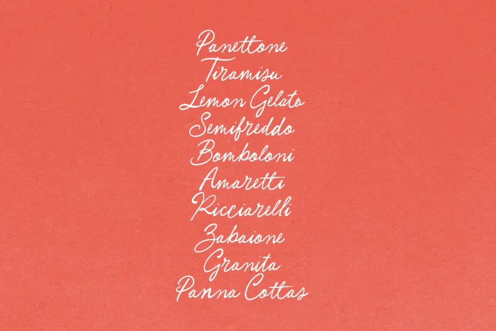 Postcards from Napoli Script specimen — Design style